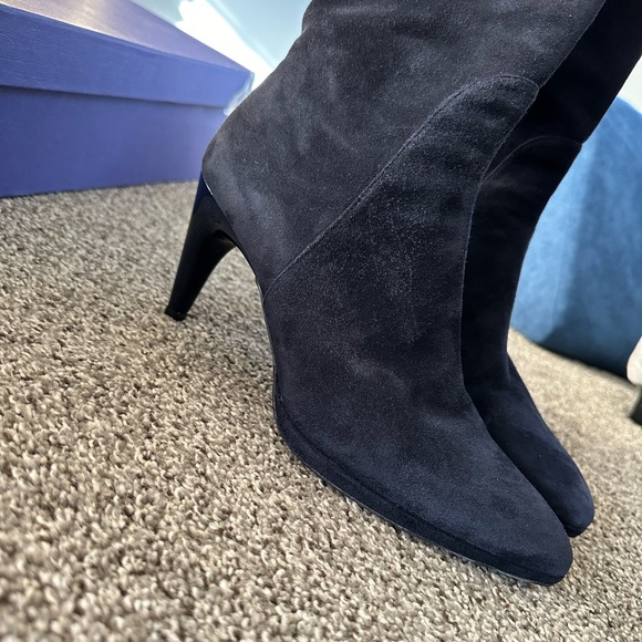 Stuart Weitzman Parkway Navy Suede Boots - Picture 6 of 10